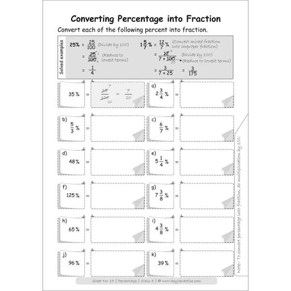 Percentage Worksheets I Grade 5 I Maths - key2practice Workbooks