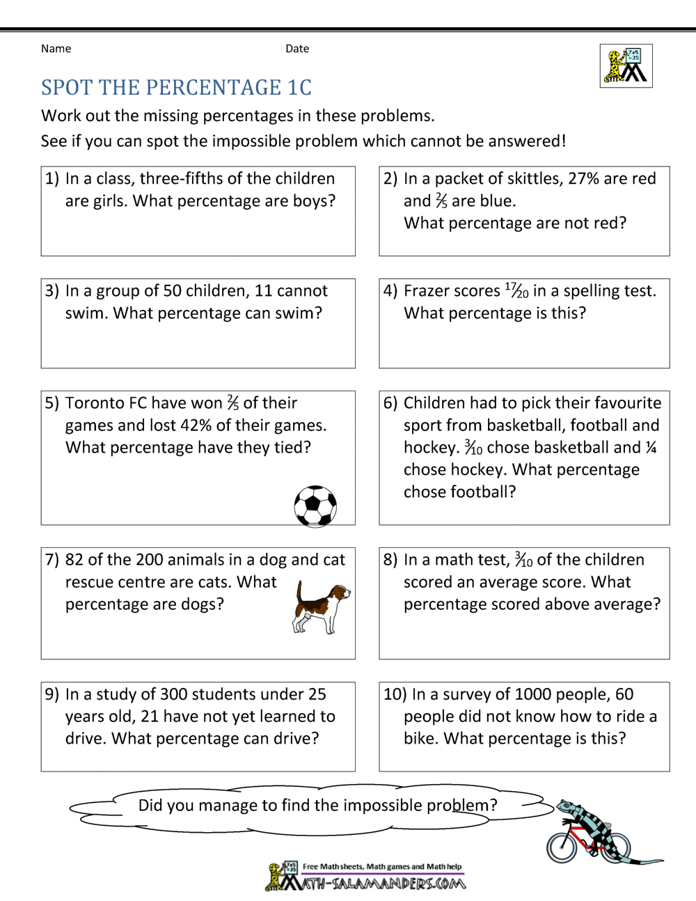 percentage word problems worksheet with answers