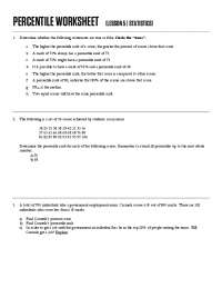 PERCENTILE WORKSHEET (LESSON 5 | STATISTICS) | Study Guides ...