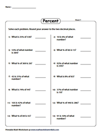 percents and proportions worksheet