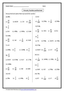 percents to decimals worksheet