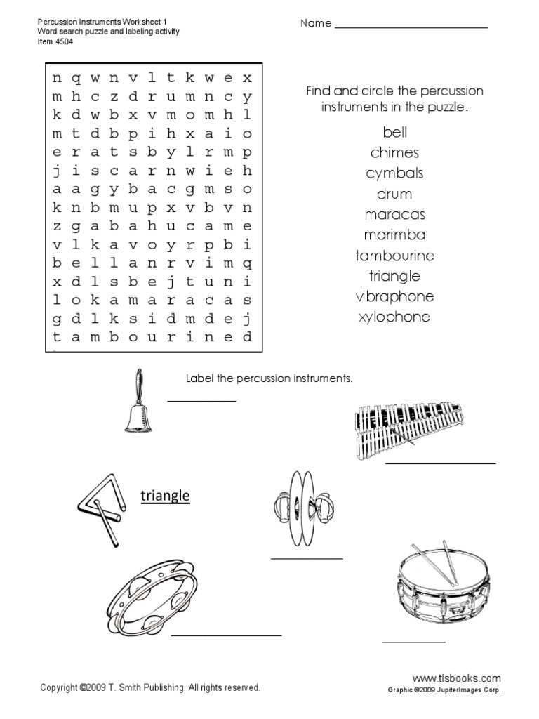 Percussion Instruments 1 PDF Worksheets Library