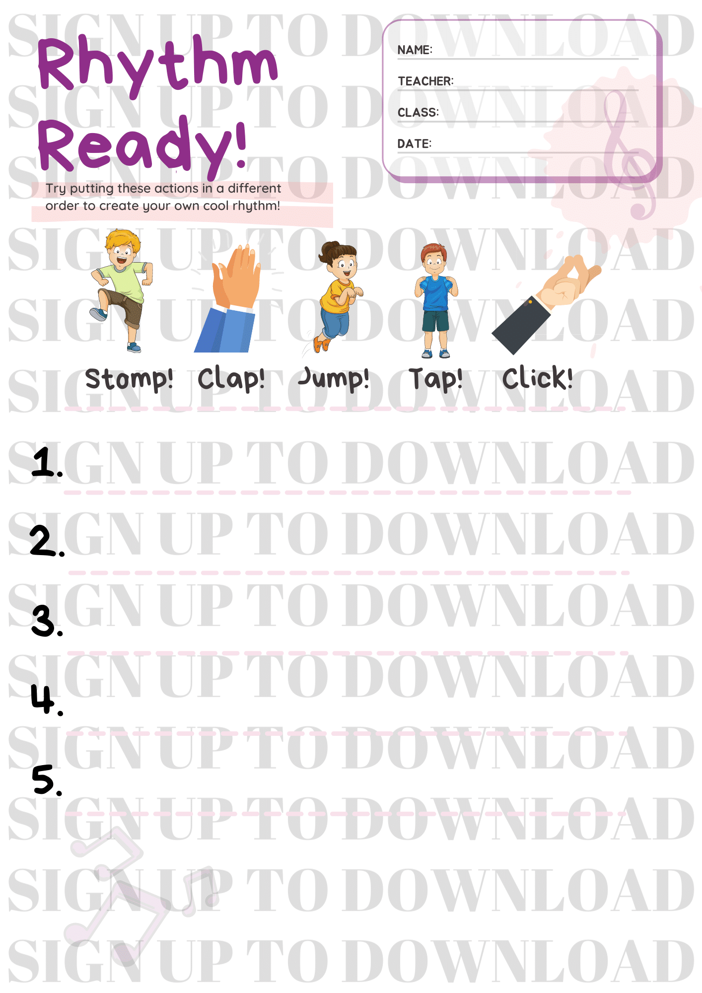 Rhythm Ready 2 - Body Percussion Worksheet - Schools Music Market