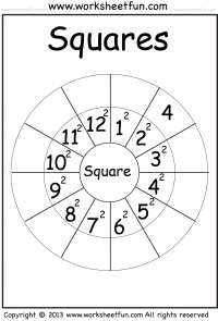 Squares - 1-12 - Worksheet / FREE Printable Worksheets - Worksheetfun