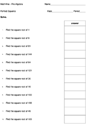 Perfect Squares - MathVine.com