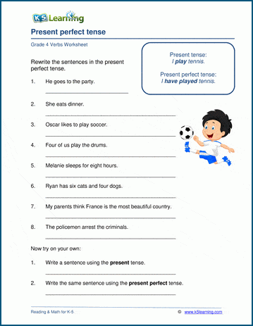 perfect tense verb worksheet