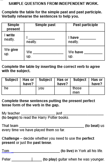 Present perfect tense  