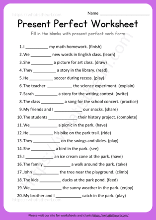 Present Perfect Tense Worksheet - Fill in the blanks - Your Home ...