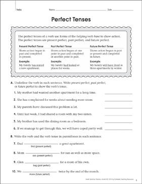 perfect tenses worksheet