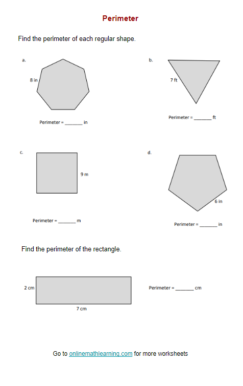 Perimeter Worksheets (answers, printable, online, grade 3)