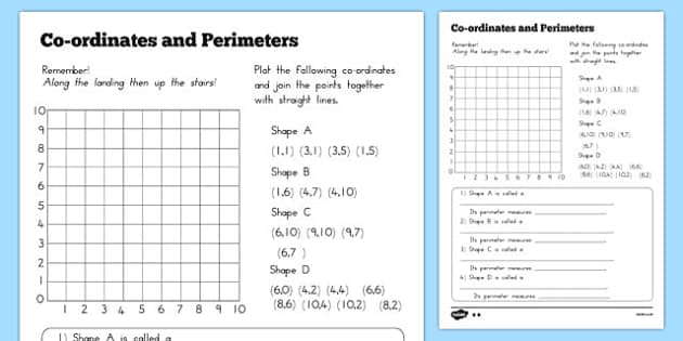 perimeter and area in the coordinate plane worksheet