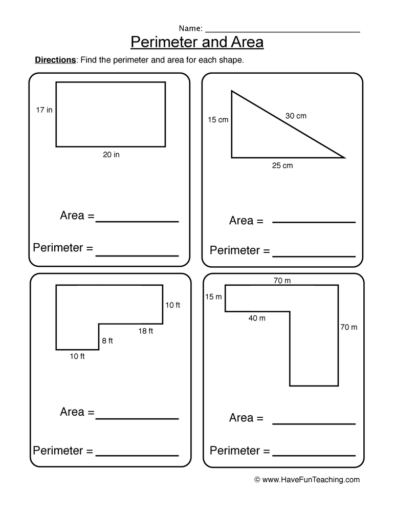 perimeter and area of a rectangle worksheet