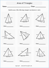 perimeter and area of a triangle worksheet