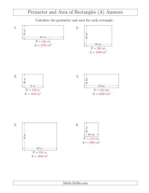 perimeter and area of rectangles worksheet