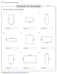perimeter and area of rectangles worksheet