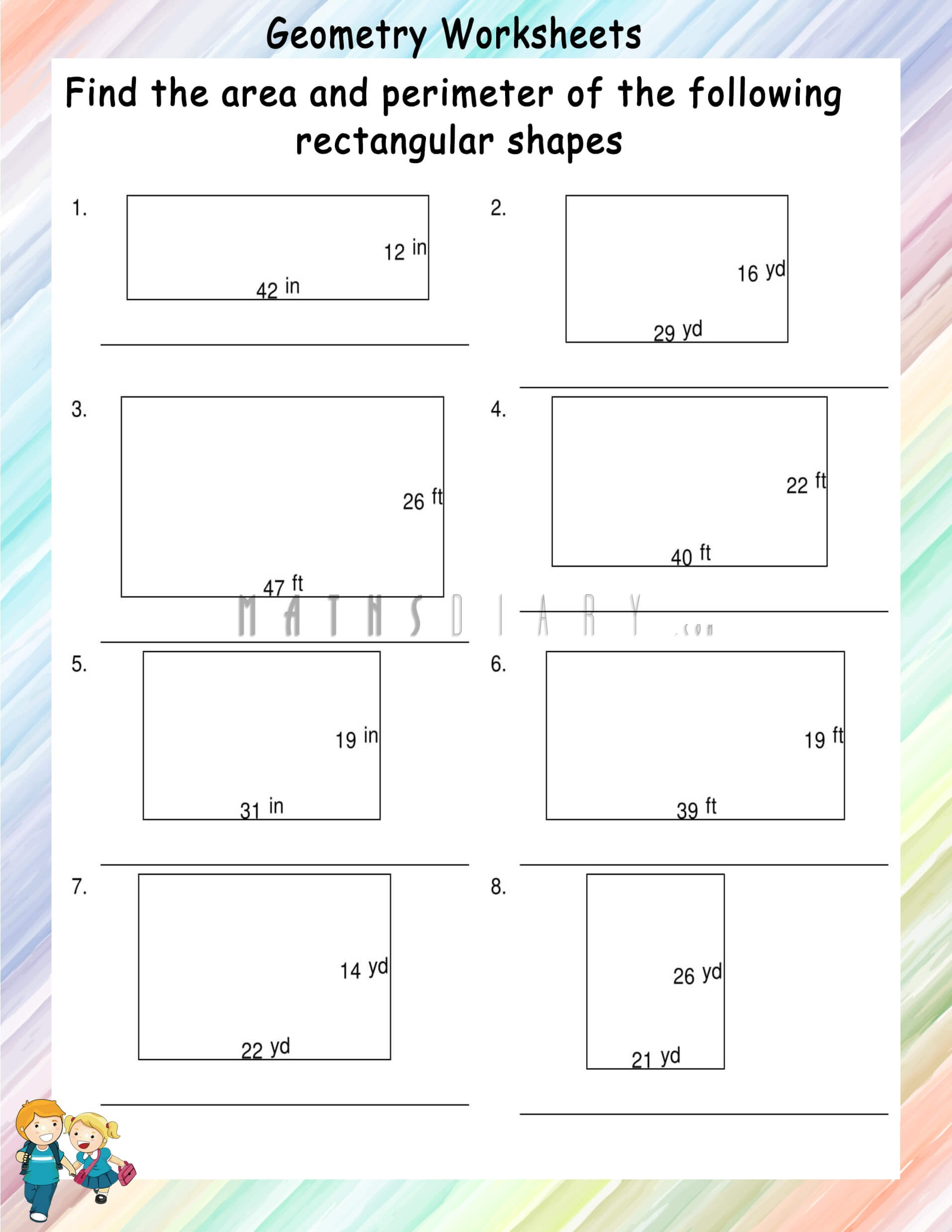 perimeter and area of rectangles worksheet