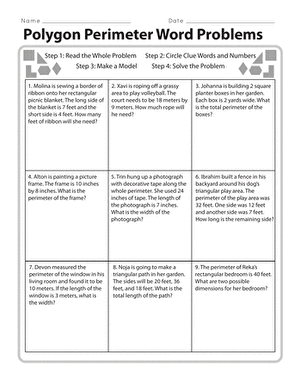 Polygon Perimeter Word Problems | Worksheet 