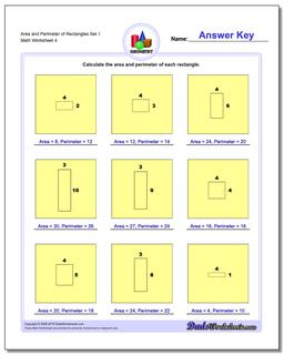 perimeter and area worksheet 1 answers