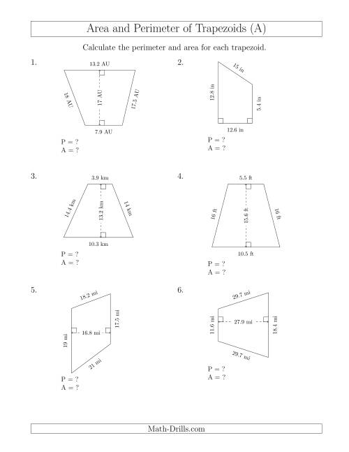 perimeter and area worksheet 1 answers