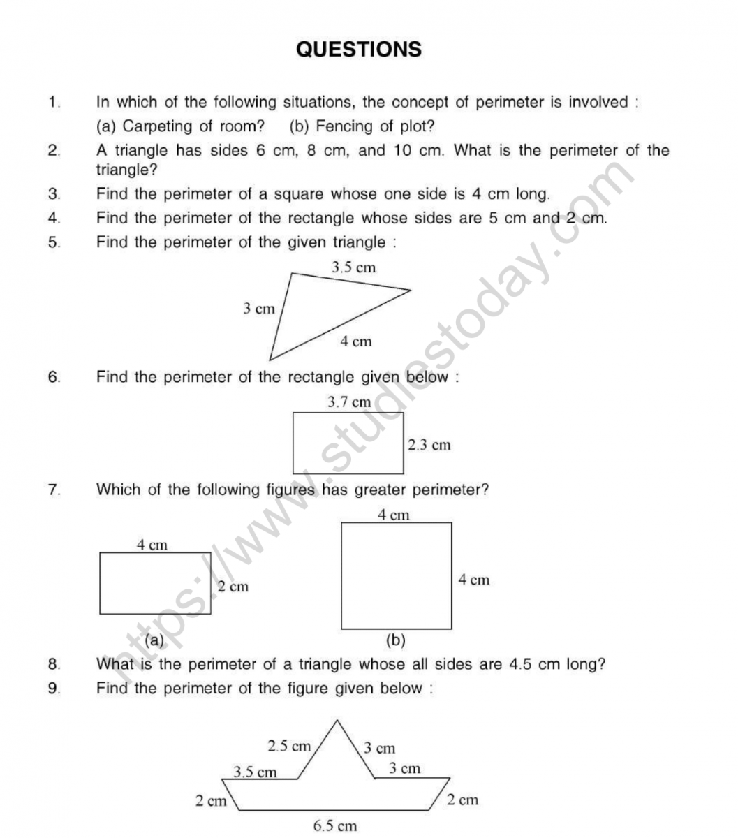 perimeter and area worksheet answers