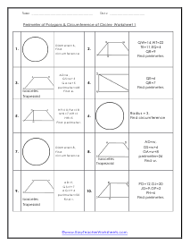 Perimeter of Polygons &  Circumference of Circles Worksheets