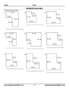 Perimeter and Area Worksheet for 5th - 7th Grade | Lesson Planet