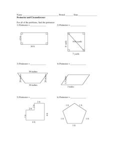 Perimeter and Circumference Worksheet for 10th Grade | Lesson Planet