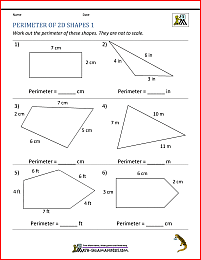 Perimeter of Different Shapes Worksheet