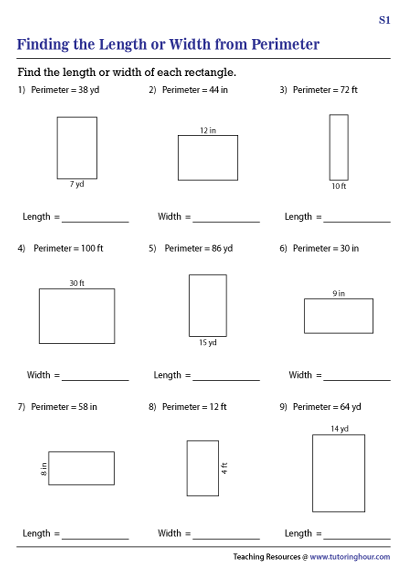 perimeter of a rectangle worksheet