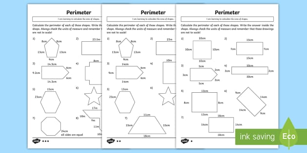 perimeter of shapes worksheet