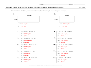Find the Area and Perimeter of a Rectangle (mixed) Worksheet for ...