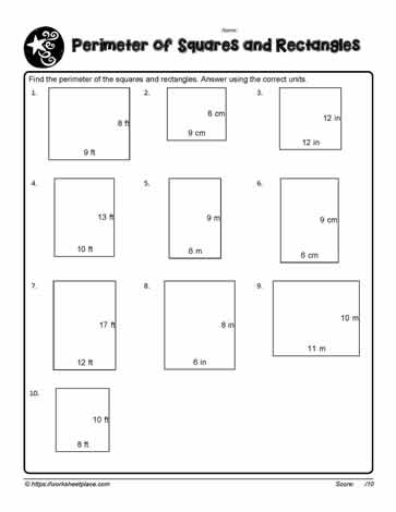 Perimeter of Rectangles Worksheets