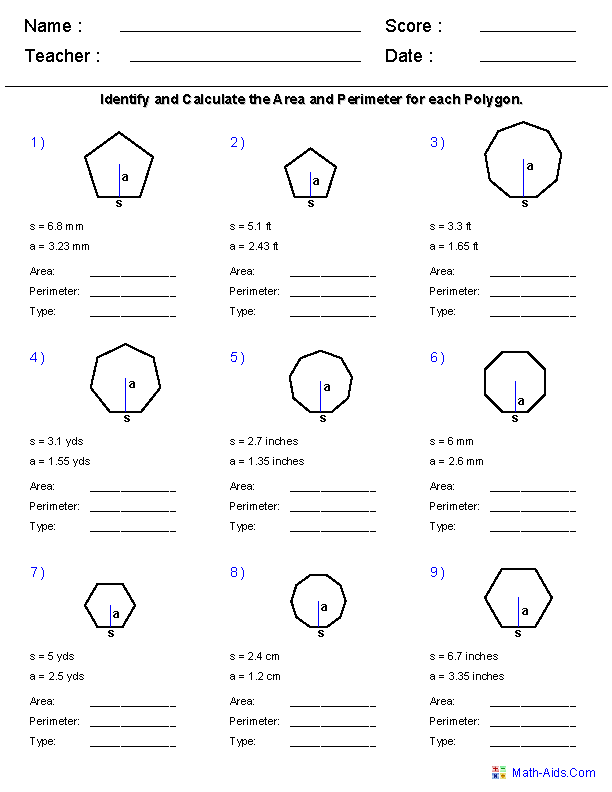 perimeter worksheet for middle school
