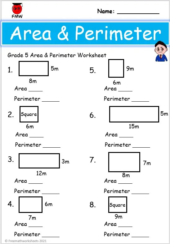 Grade 5 Area &  Perimeter Worksheets | Free Worksheets