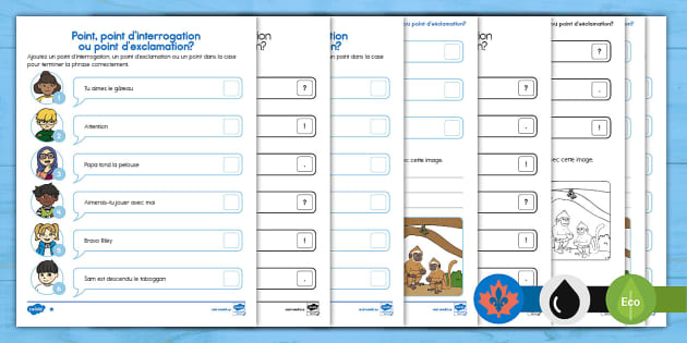Question Mark, Period or Exclamation Mark Differentiated Activity ...