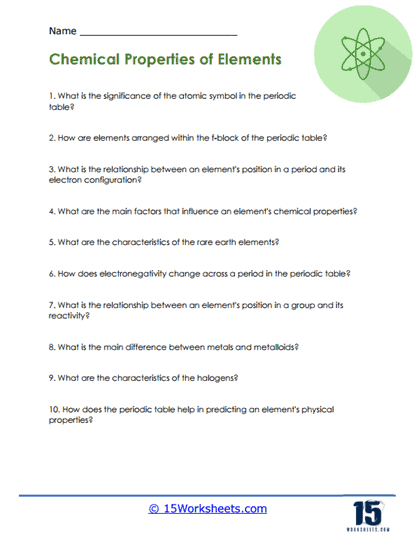 Periodic Table of Elements Worksheets - 15 Worksheets Library