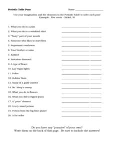 periodic puns worksheet