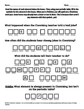 Chemistry Element Symbol Matching Worksheet Spells out Silly ...