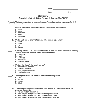 periodic table quiz worksheet
