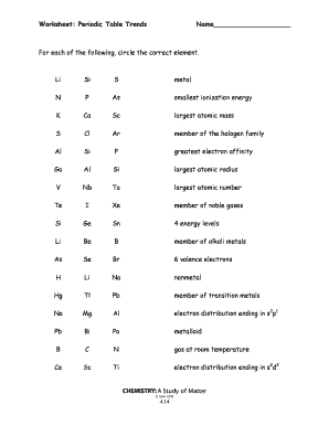 Periodic Trends Worksheet Answers Pdf - Fill Online, Printable ...