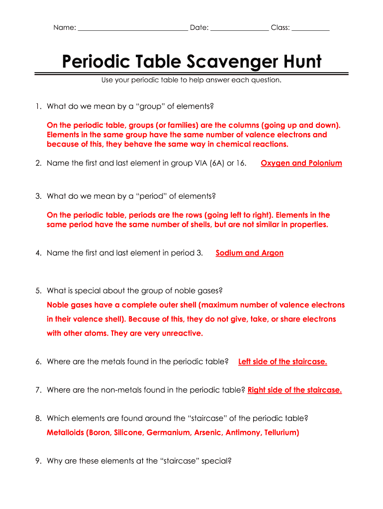 periodic trend worksheet