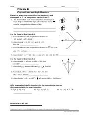 perpendicular and angle bisectors worksheet answers