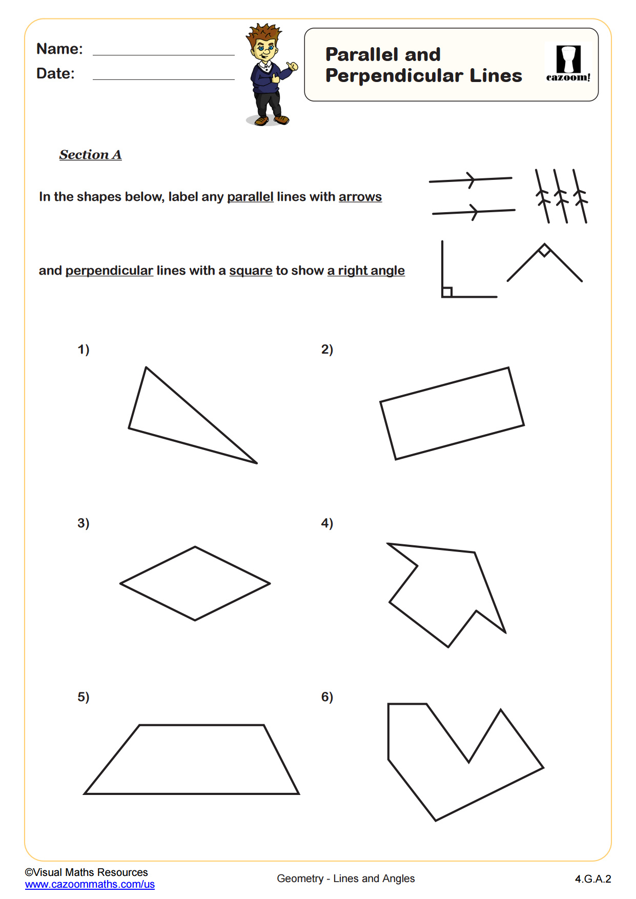 Parallel and Perpendicular Lines | 4th Grade PDF Geometry Worksheets