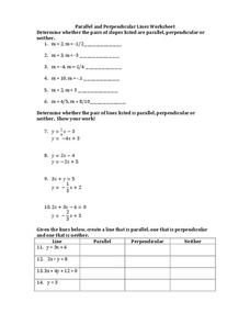 Parallel and Perpendicular Lines Worksheet Worksheet for 9th ...