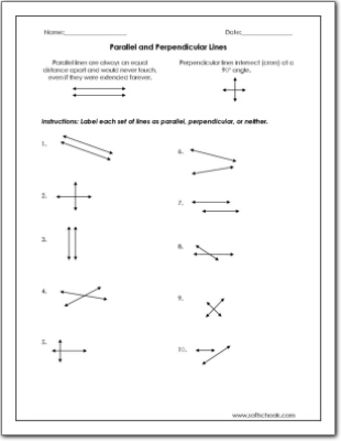 Parallel and Perpendicular Lines Worksheet