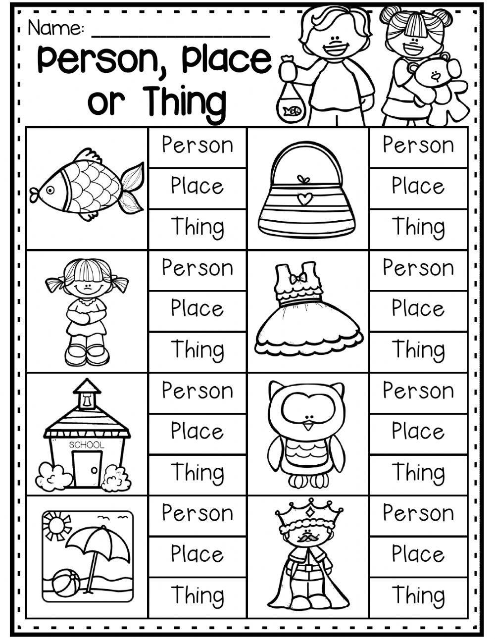 Person Place or Thing worksheet  
