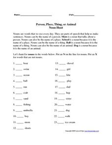 person place or thing worksheet