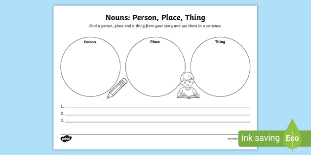 FREE! - Nouns Person Place Thing Comprehension Worksheet ...
