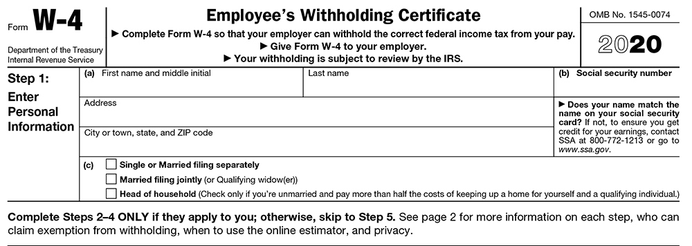 2020 Form W-4, Employees Withholding Certificate