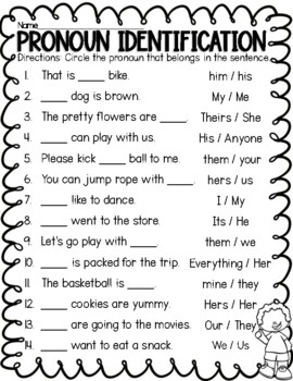 personal and possessive pronouns worksheet